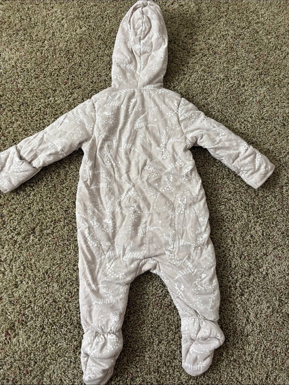 Burt's Bees Baby Organic Quilted Hooded Bunting Pram Tan White Deer 3-6M